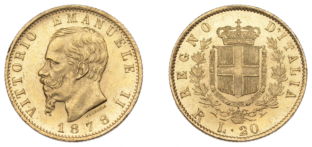 Italy, Kingdom, Vittorio Emanuele II, 20 Lire, 1878r, Rome (MIR 1078;