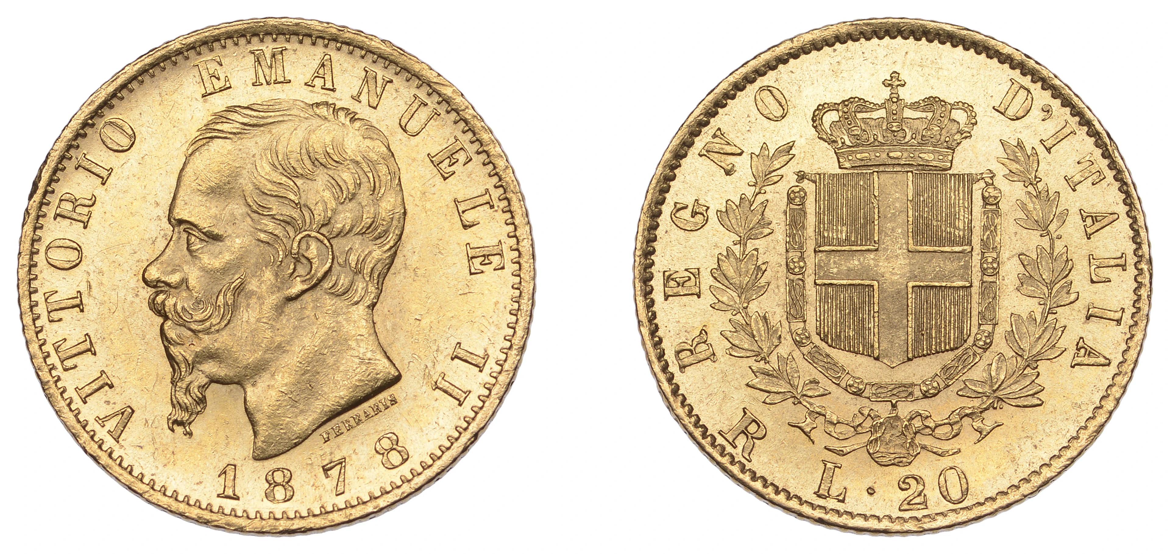 Italy, Kingdom, Vittorio Emanuele II, 20 Lire, 1878r, Rome (MIR 1078;