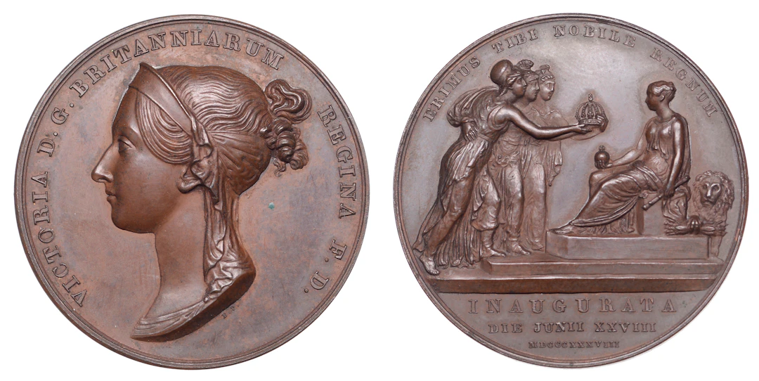 Victoria, Coronation, 1838, a copper medal by B. Pistrucci, diademed