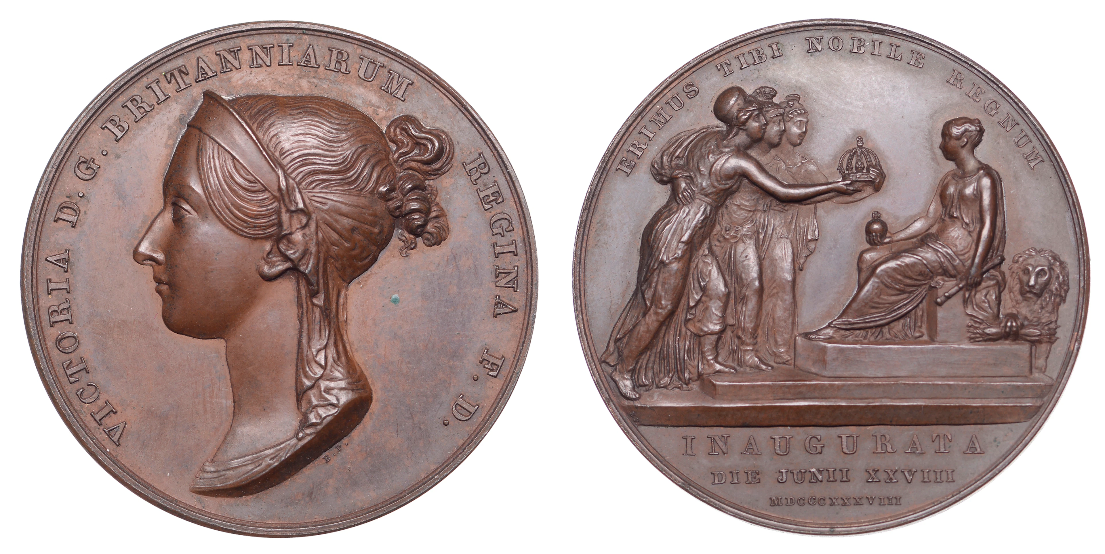 Victoria, Coronation, 1838, a copper medal by B. Pistrucci, diademed