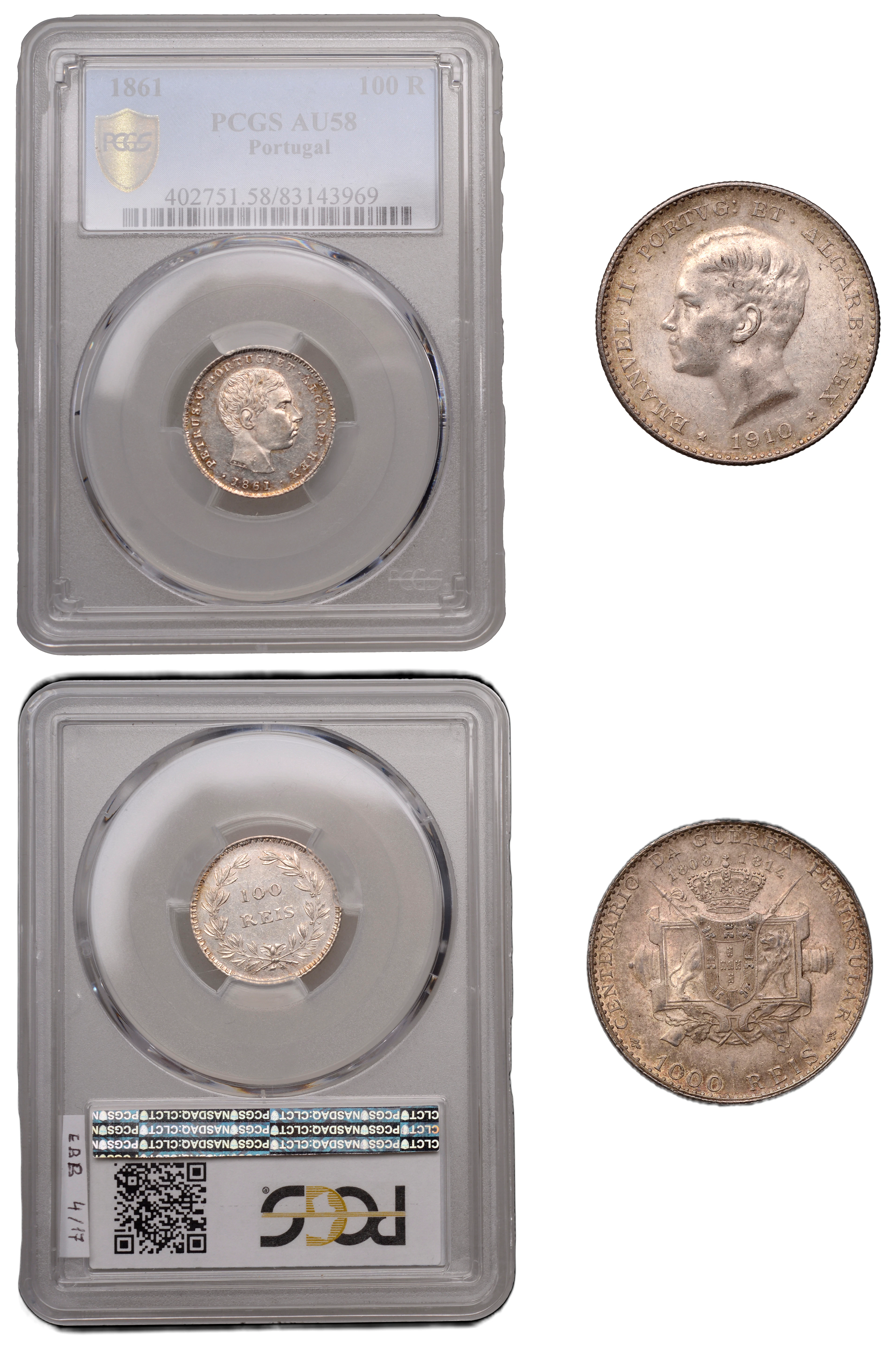 Portugal, Pedro V, 100 Reis, 1861, Lisbon (Gomes 03.05; KM 497); Manuel