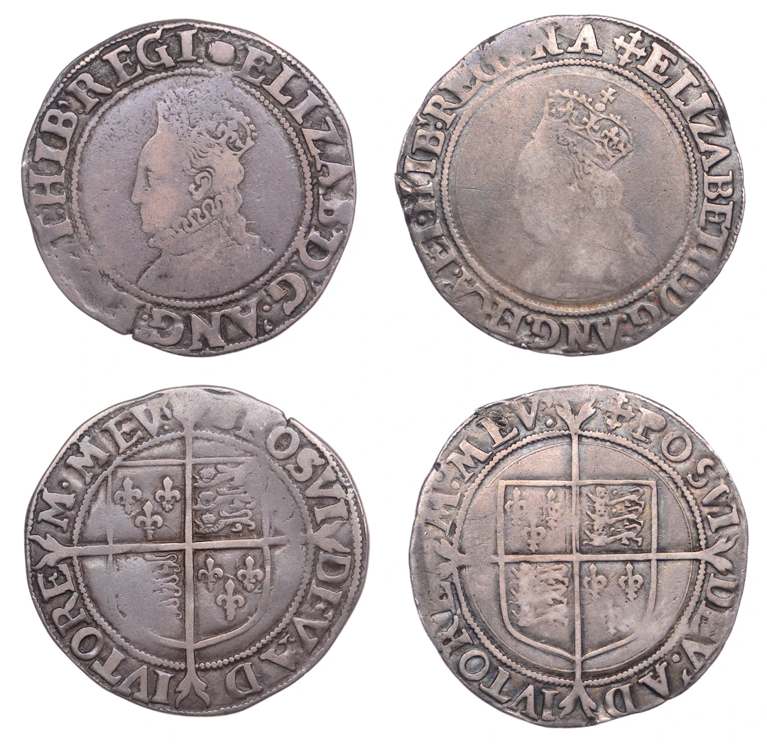 Elizabeth I, Shillings (2), Second issue, mm. cross-crosslet, bust