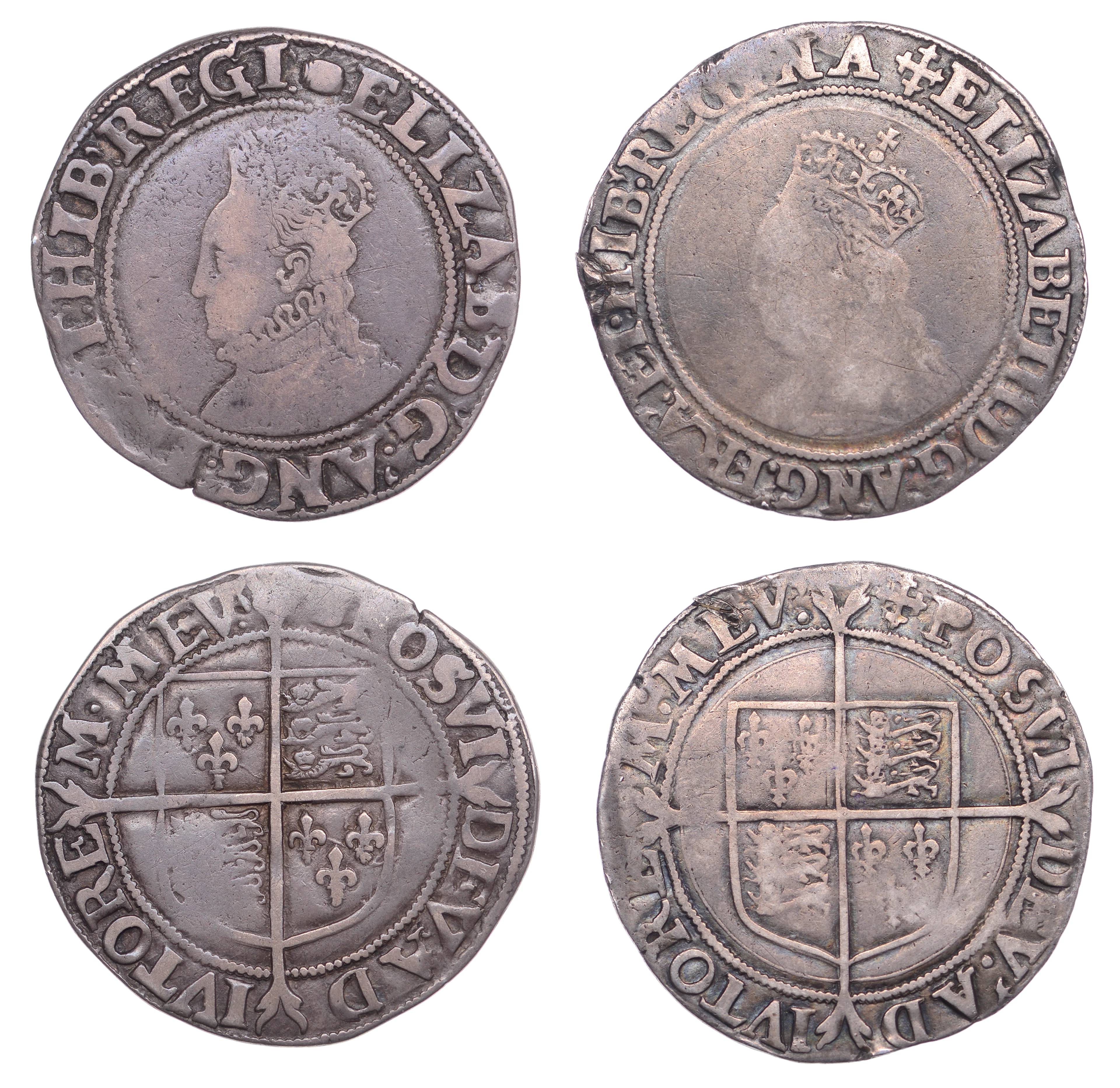Elizabeth I, Shillings (2), Second issue, mm. cross-crosslet, bust