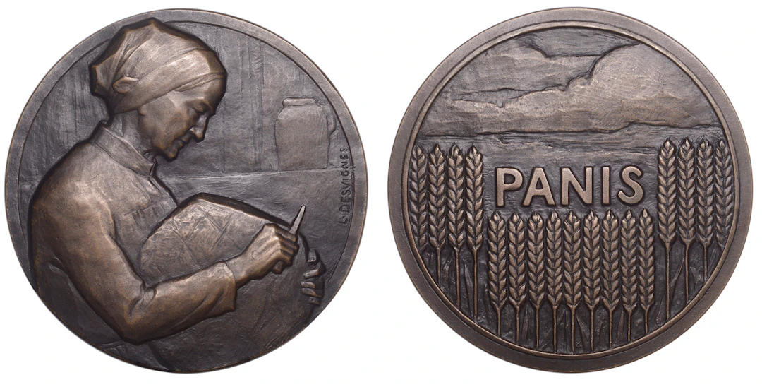 FRANCE, Le Pain – Panis [Bread], 1933, a large bronze medal by L.