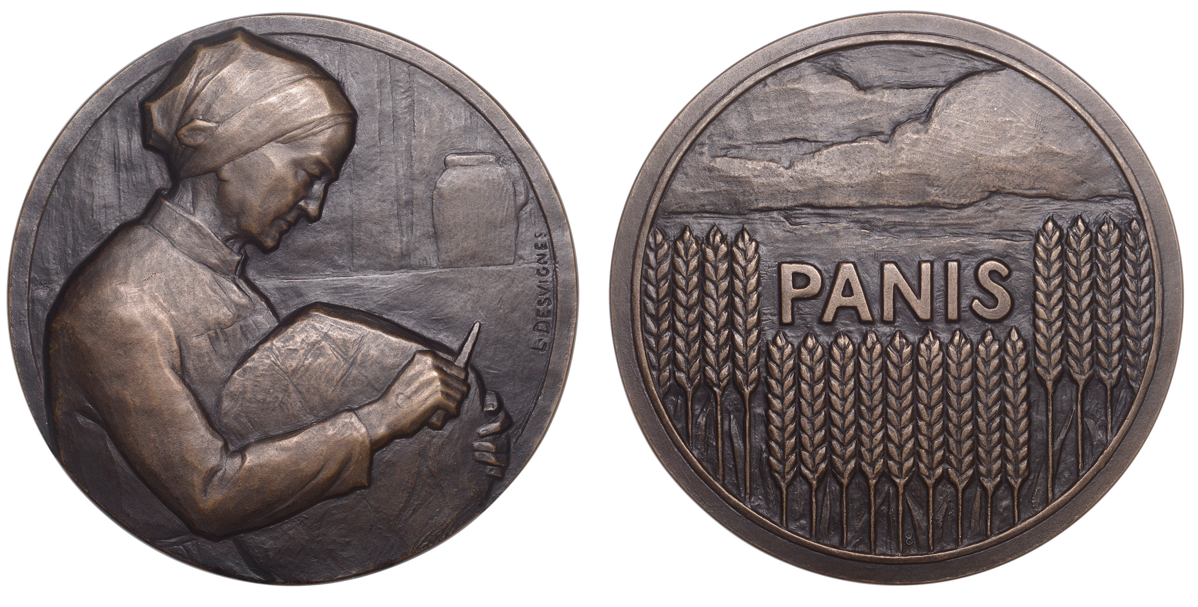 FRANCE, Le Pain – Panis [Bread], 1933, a large bronze medal by L.