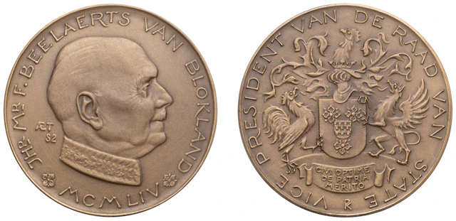 NETHERLANDS, Frans Beelaerts van Blokland, 1954, a bronze medal by