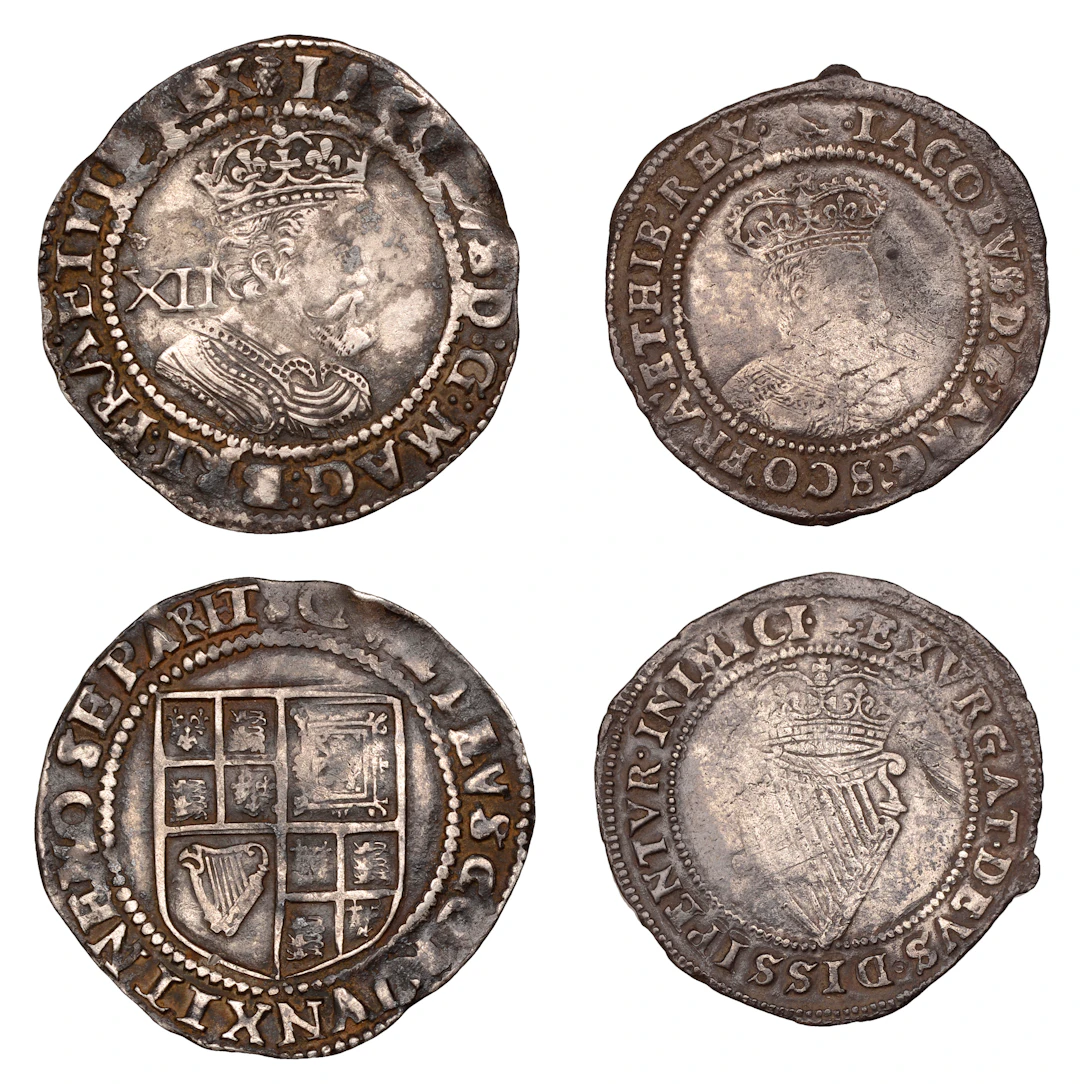 James I, Third coinage, Shilling, sixth bust, mm. thistle, reads hib