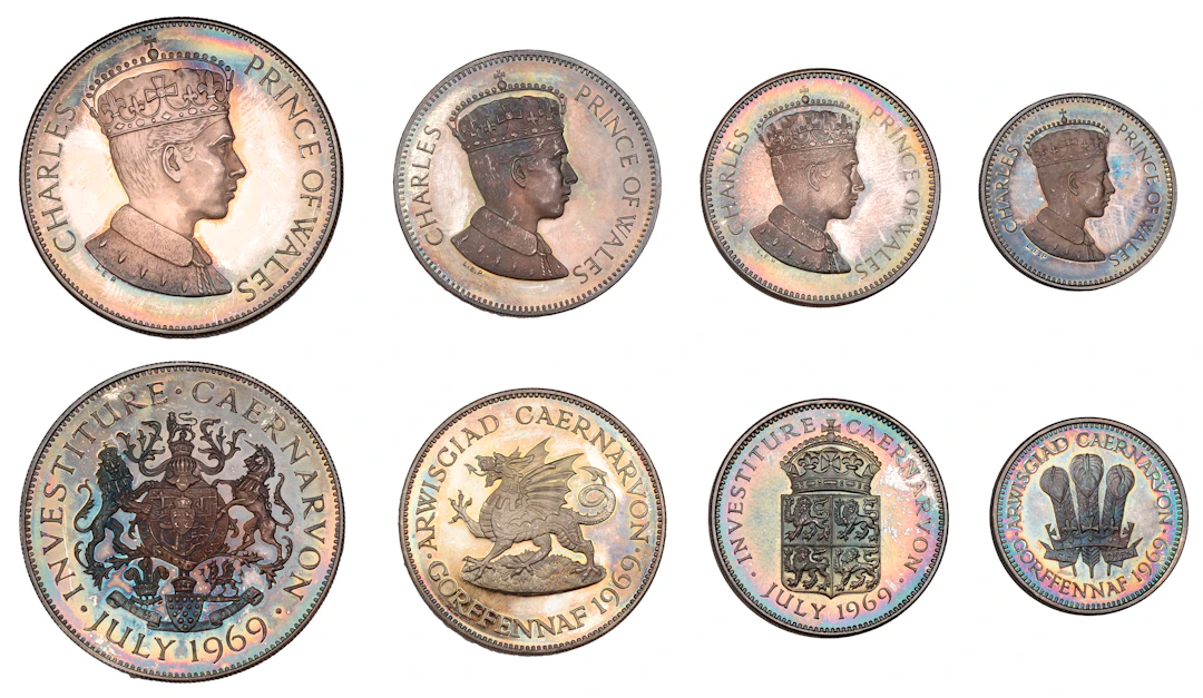 Investiture of the Prince of Wales, 1969, silver medals (4) by L.E.