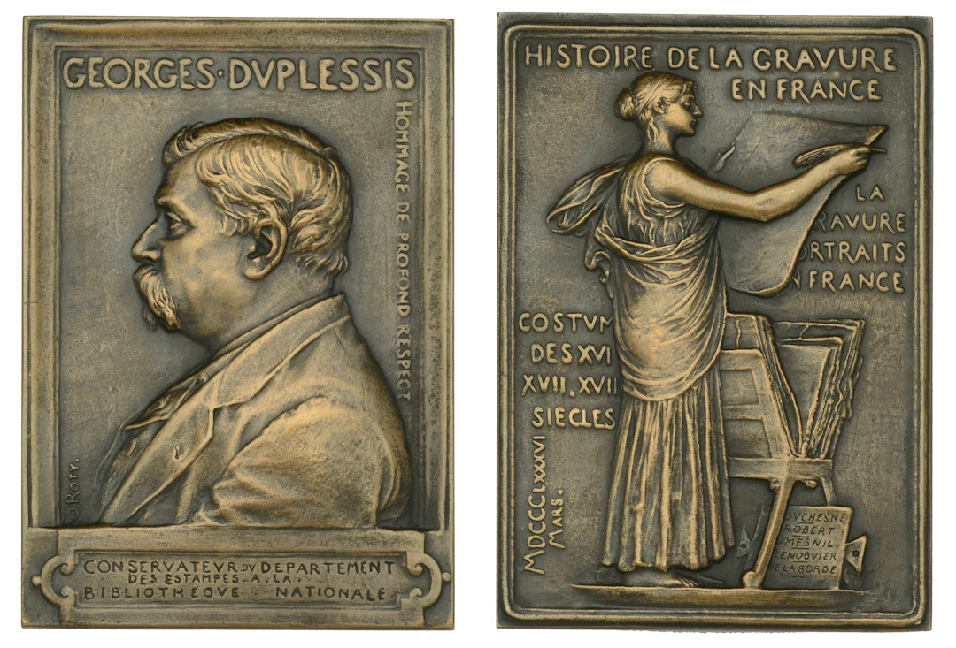 FRANCE, Georges Duplessis, 1886, an Art Nouveau cast bronze plaque