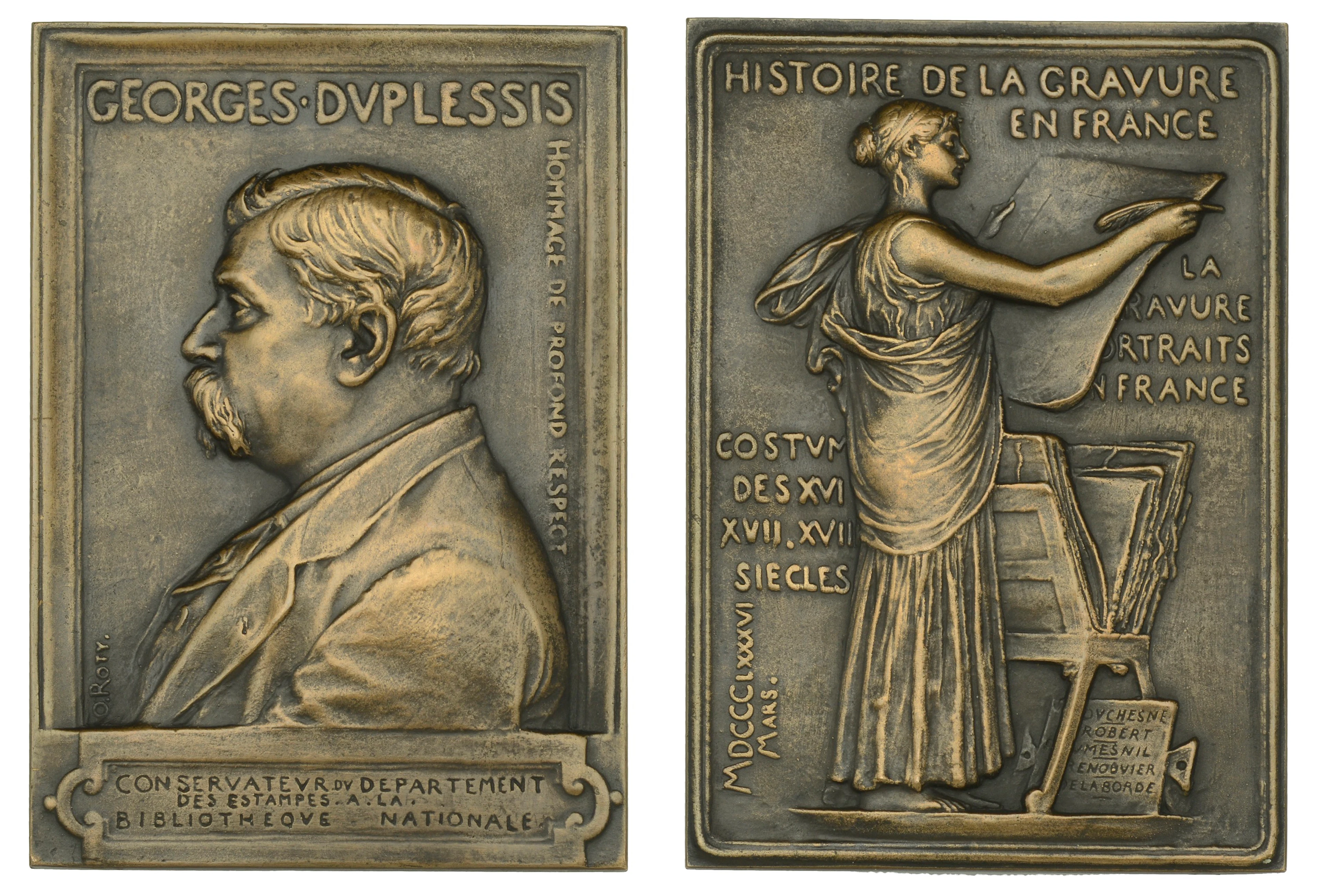 FRANCE, Georges Duplessis, 1886, an Art Nouveau cast bronze plaque