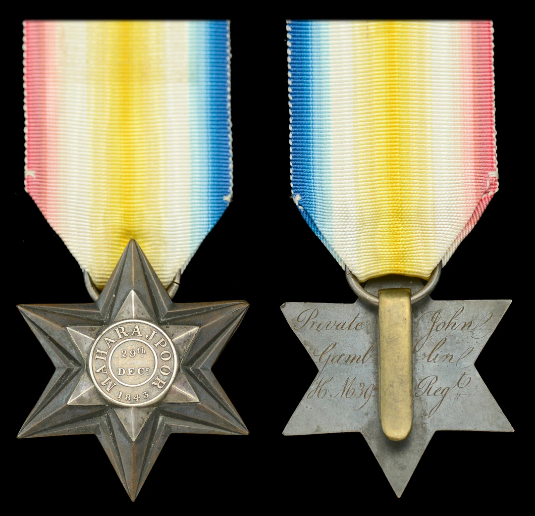 Maharajpoor Star 1843 (Private John Gamblin H.M. 39th. Regt.) fitted