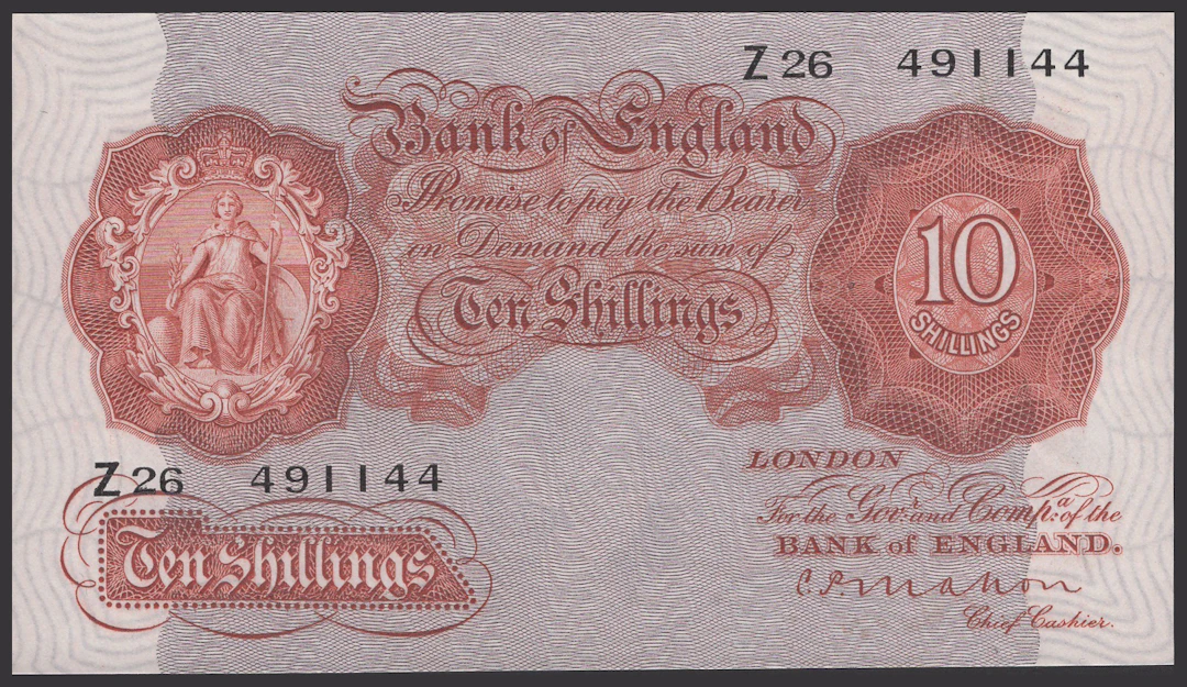 Bank of England, Cyril P. Mahon, 10 Shillings, 22 November 1928, serial