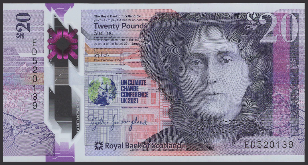 Royal Bank of Scotland PLC, commemorative £20, 29 January 2021, serial