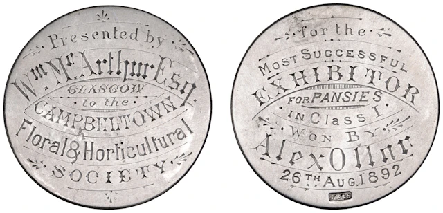 Campbeltown Floral & Horticultural Society, an engraved silver award