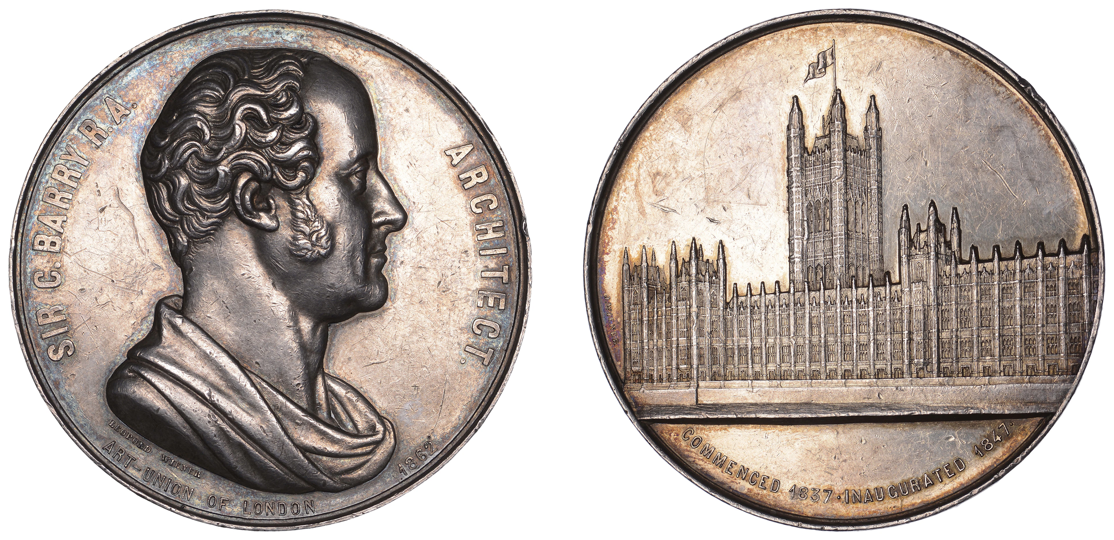 ENGLAND, Sir Charles Barry, 1862, a silver medal by L. Wiener for