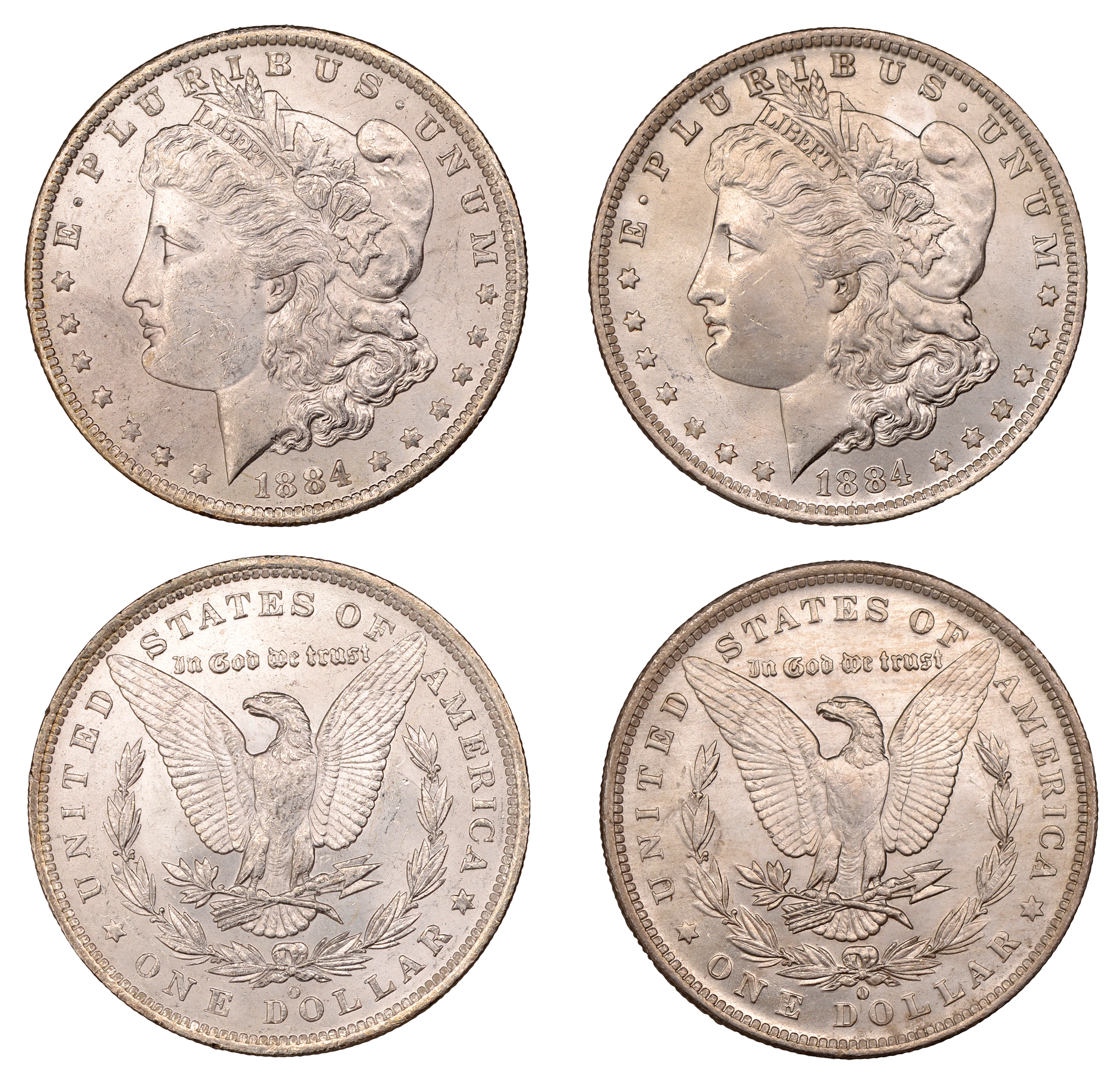 United States of America, Dollars (2), both 1884o, New Orleans (KM