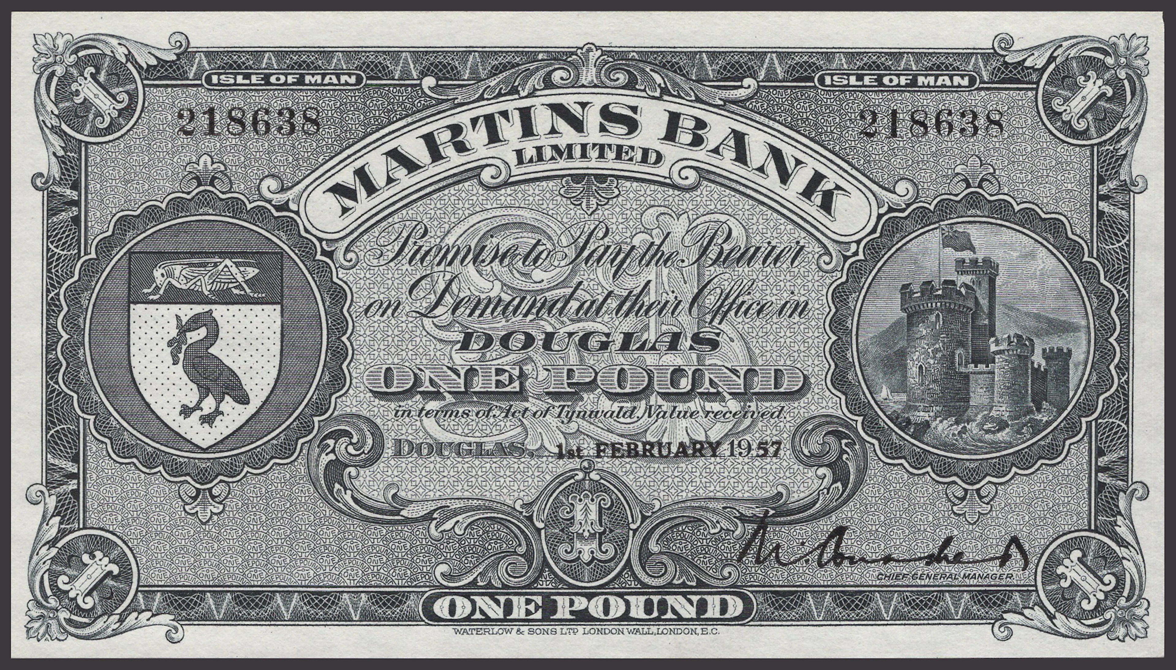 Martins Bank Limited, £1, 1 February 1957, serial number 218638, Conacher