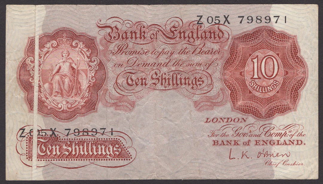 ERROR: Bank of England, Leslie K. O’Brien, 10 Shillings, 21 November