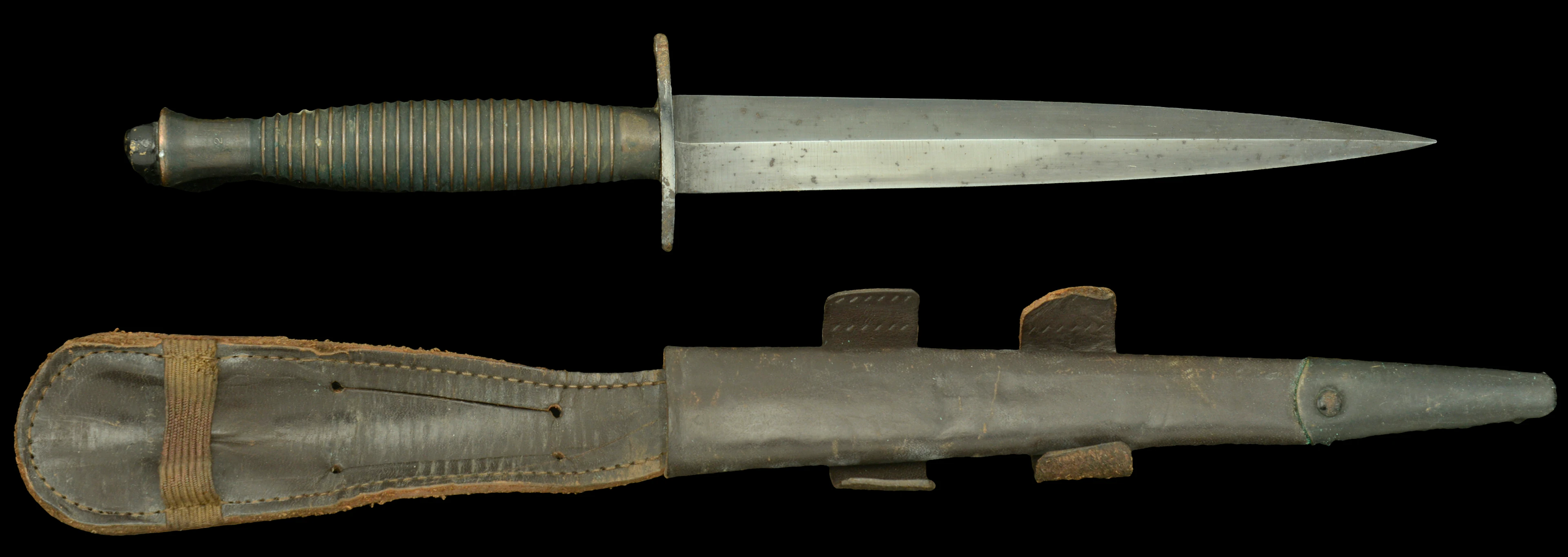 Second War Commando Dagger and Scabbard. A very good Wilkinson Third