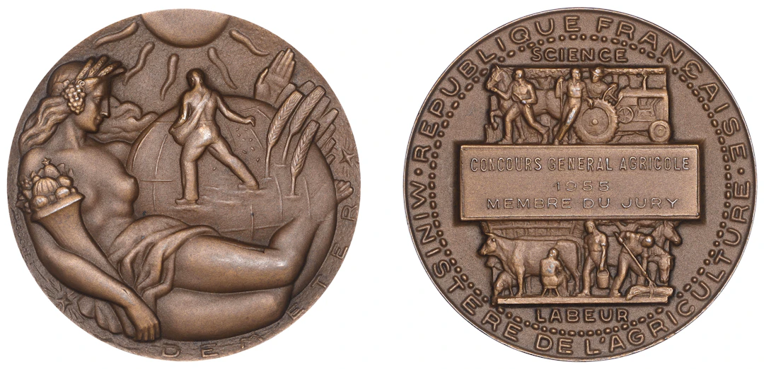 FRANCE, Déméter, c. 1950, a bronze award medal by R. Cochet for the