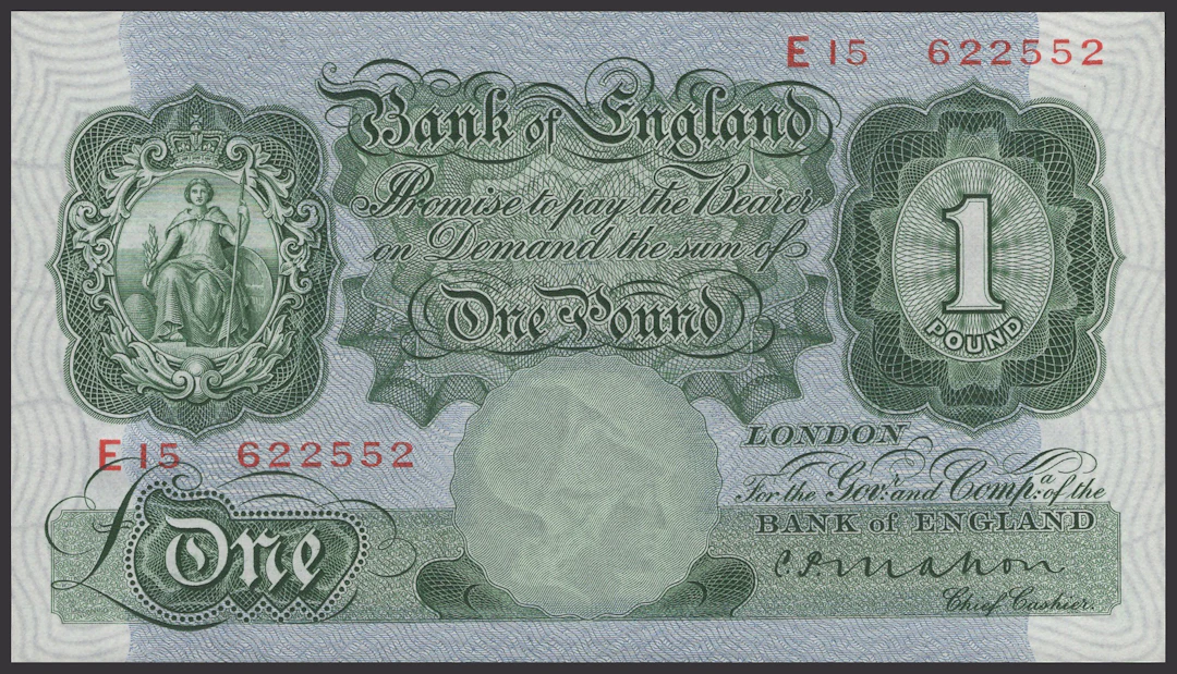 Bank of England, Cyril P. Mahon, £1, 22 November 1928, serial number