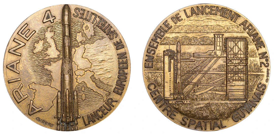FRENCH GUIANA/FRANCE, Arianspace-Kourou, Ariane 4, 1988, a bronze