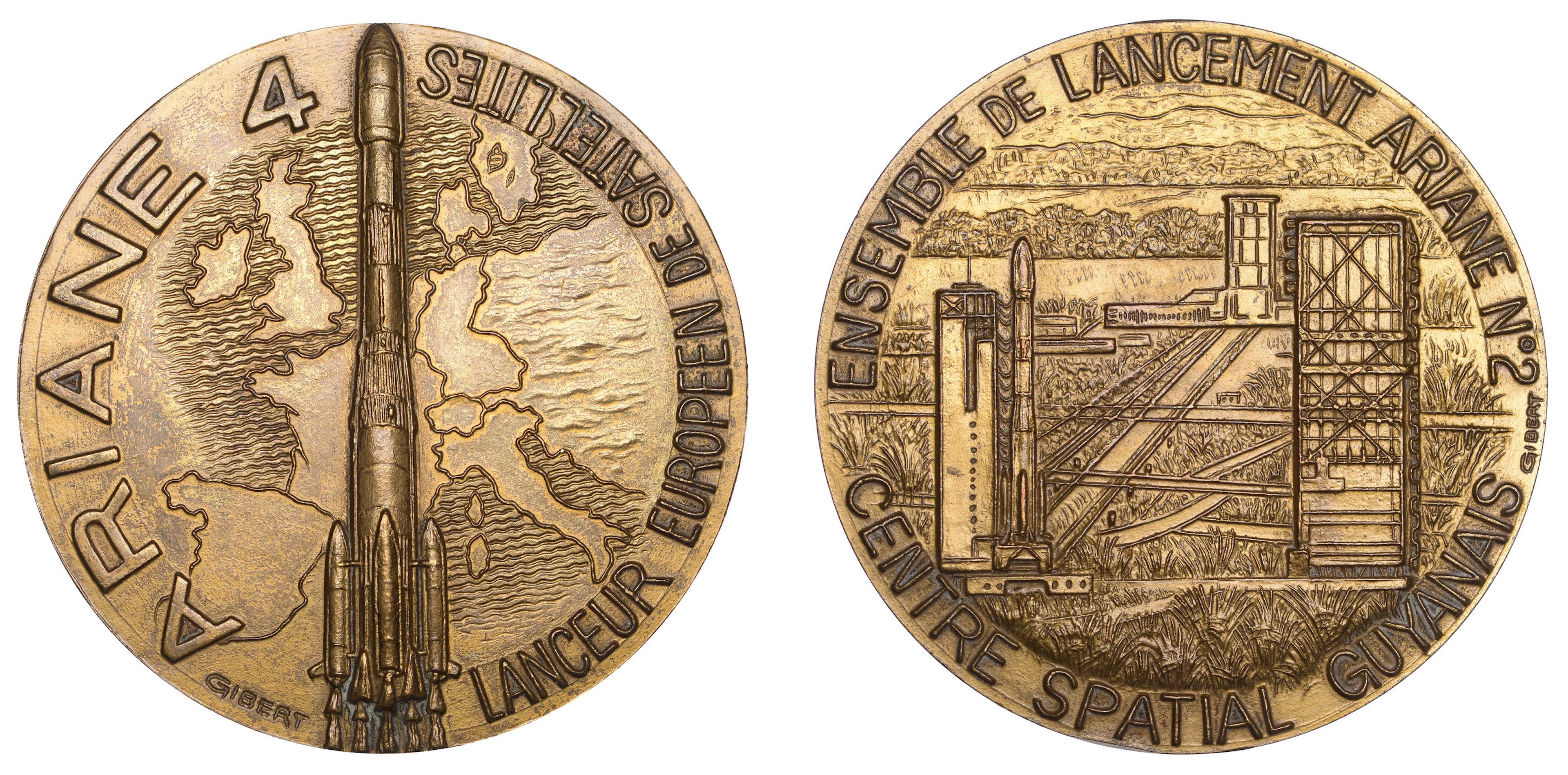 FRENCH GUIANA/FRANCE, Arianspace-Kourou, Ariane 4, 1988, a bronze