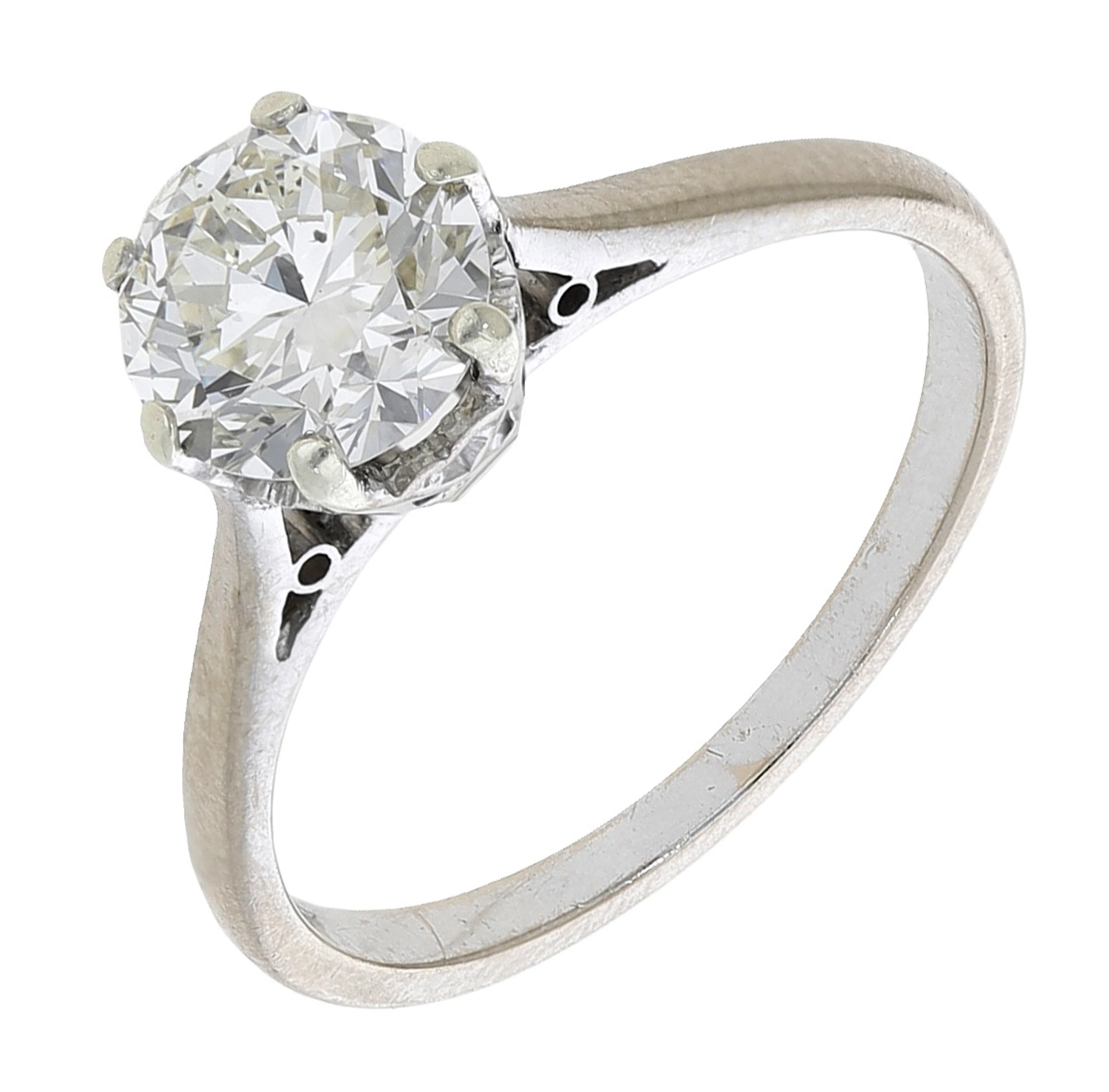 An 18ct white gold and diamond single stone ring, 1976, the brilliant-cut