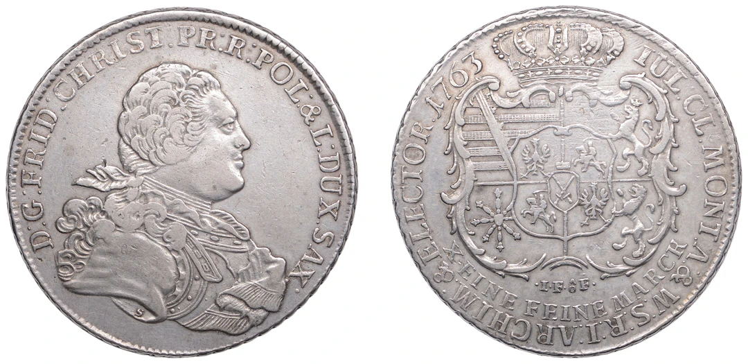 Germany, Saxony, Frederick Christian, Conventionsthaler, 1763 ifof