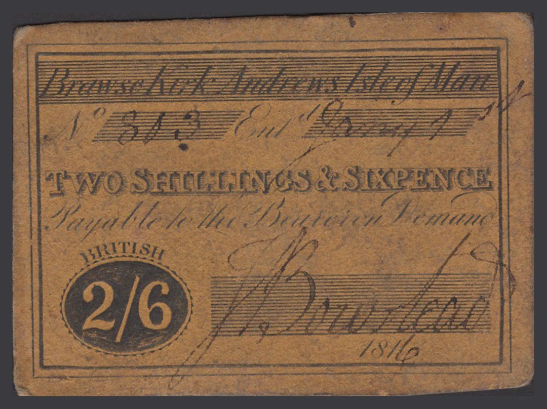 Brawse Kirk Andrews, 2 Shillings and Sixpence British, 1 January 1816