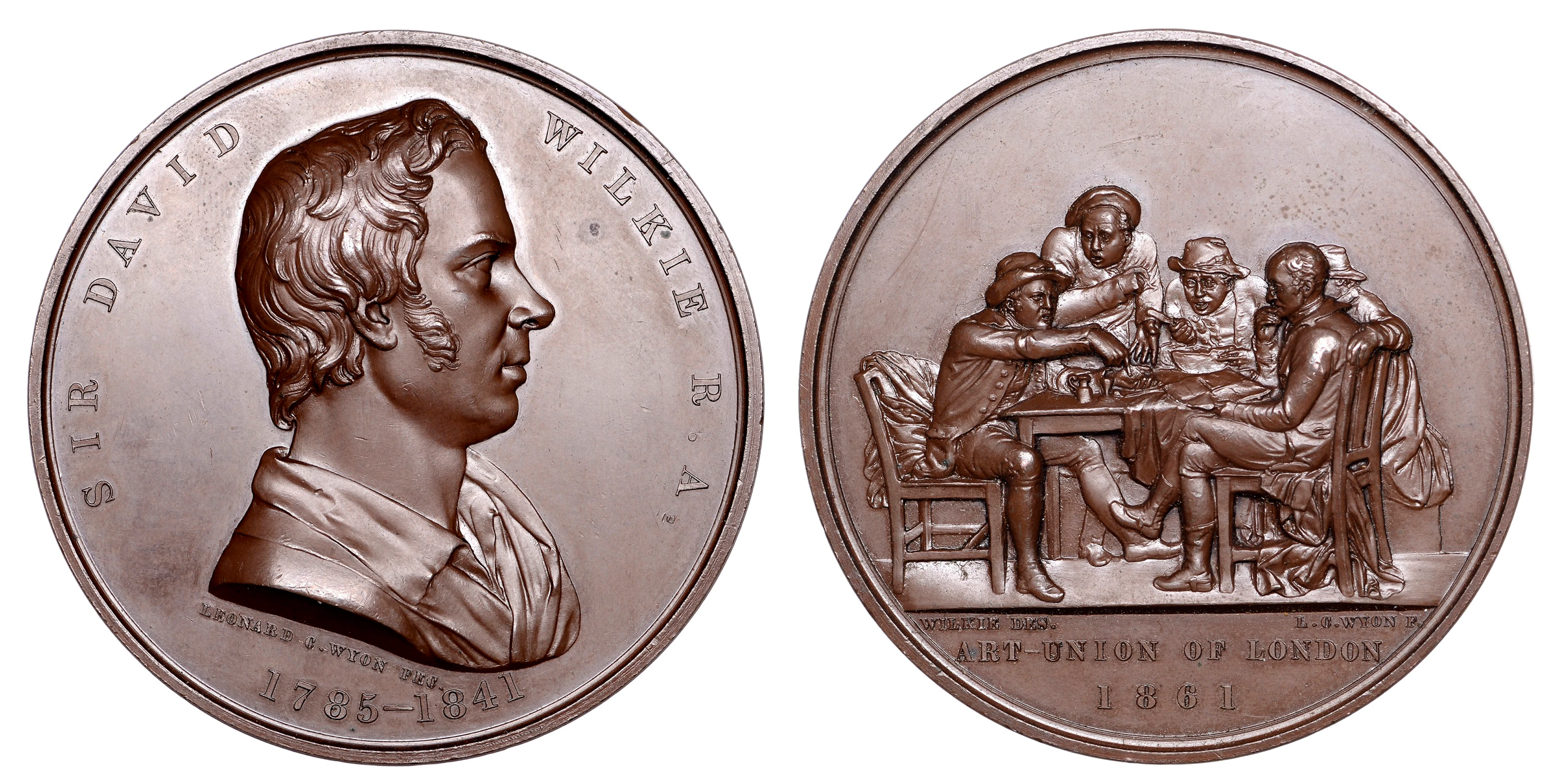 ENGLAND, Sir David Wilkie, 1861, a copper medal by L.C. Wyon for the