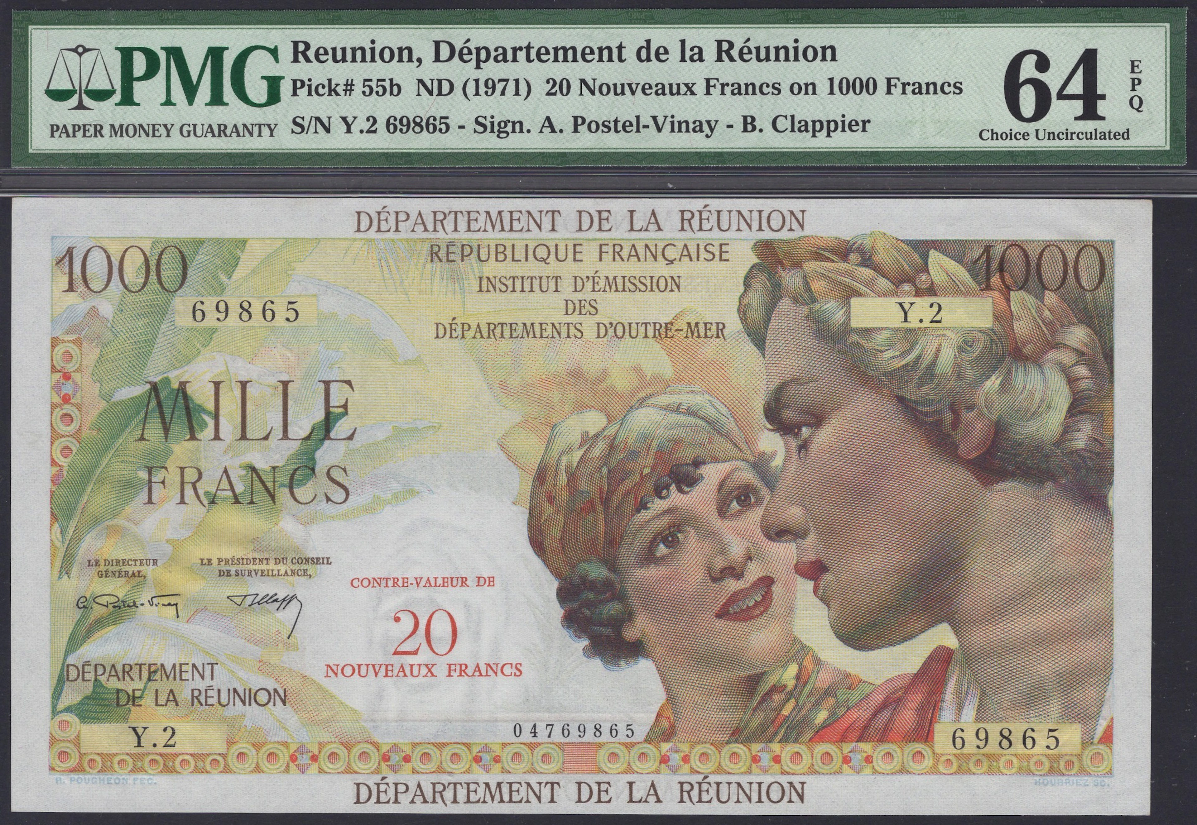 Caisse Centrale de la France d’Outre Mer, Reunion, 20 Nouveaux Francs