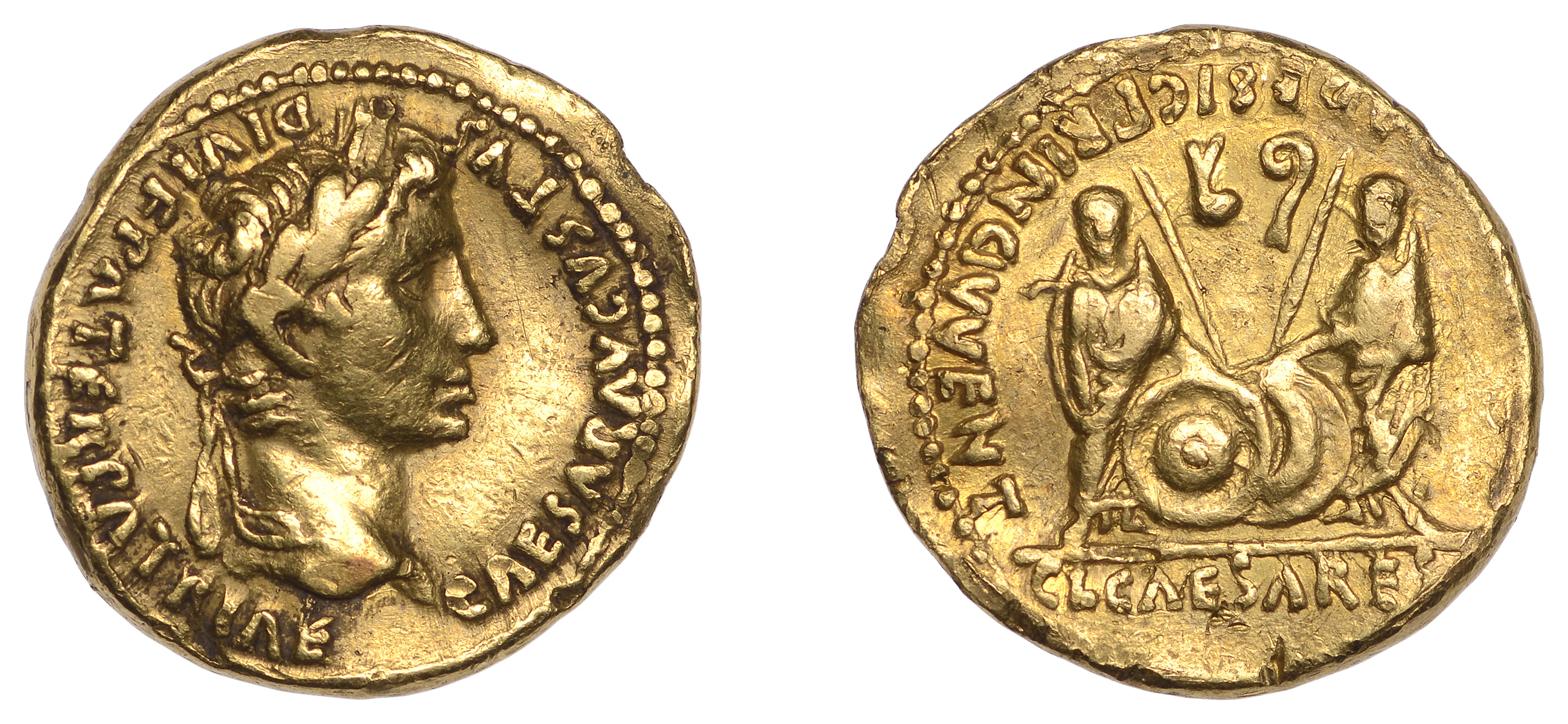 Augustus (27 BC-AD 14), Aureus, Lugdunum, 2 BC - AD 4, laureate head