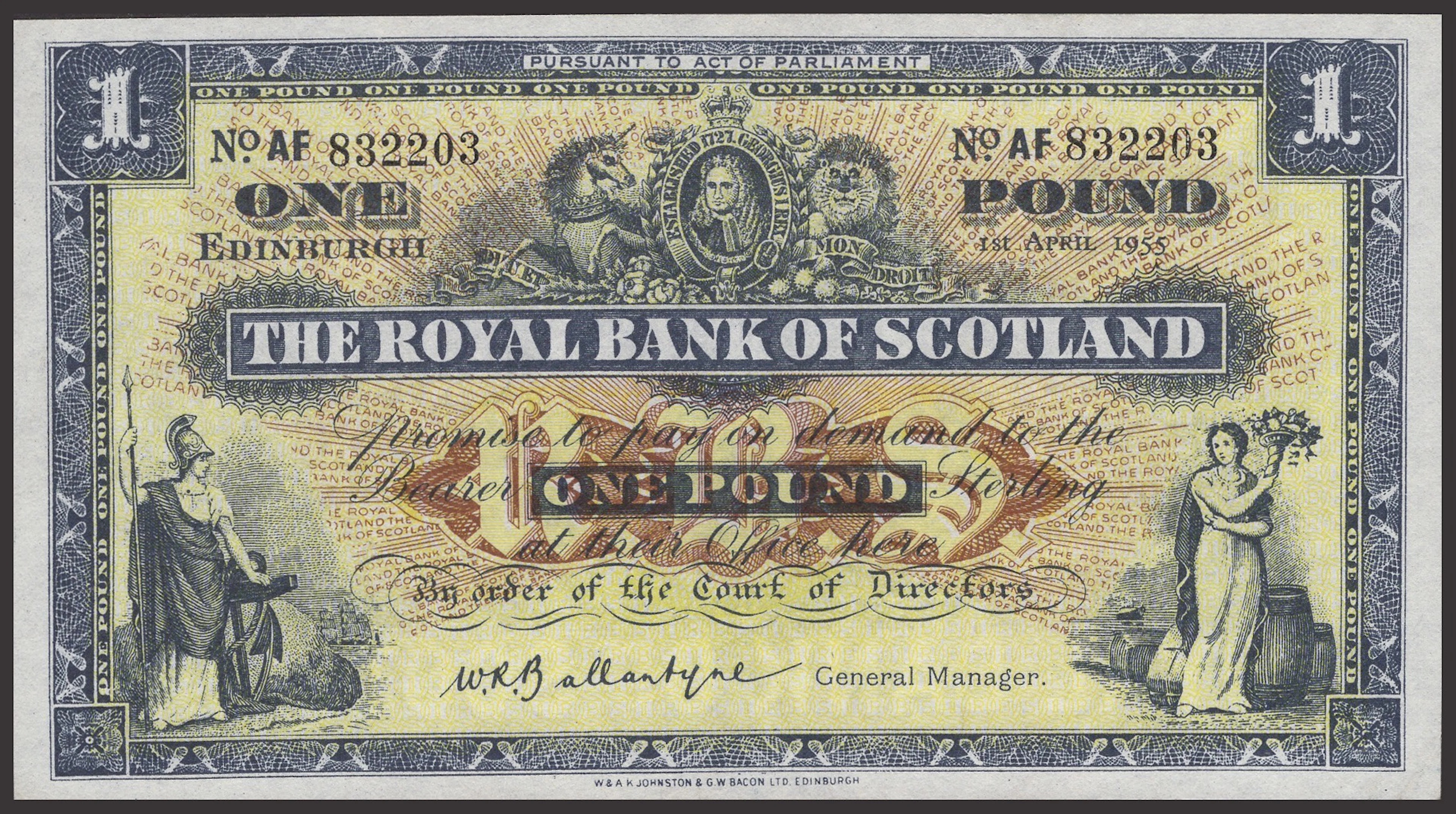 Royal Bank of Scotland, £1 (13), 1 April 1955, 1 August 1955, 1 November