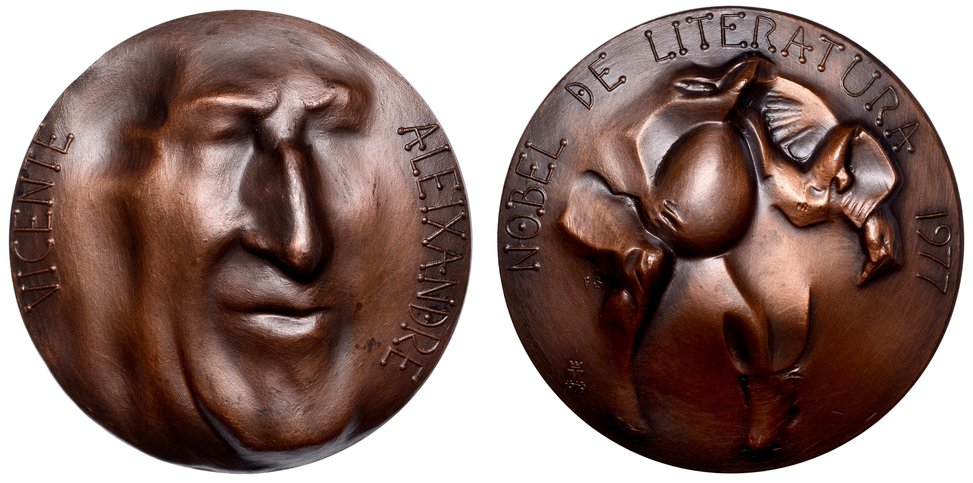 SPAIN, Vicente Aleixandre, 1977, a Surrealist cast bronze medal by