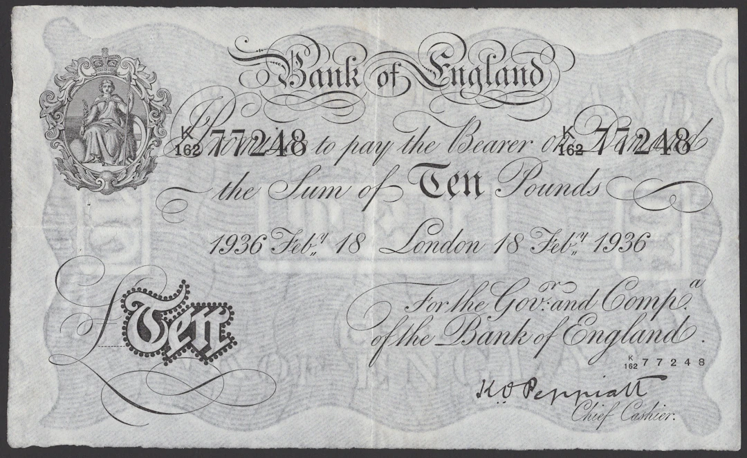 Bank of England, Kenneth O. Peppiatt, £10, London, 18 February 1936