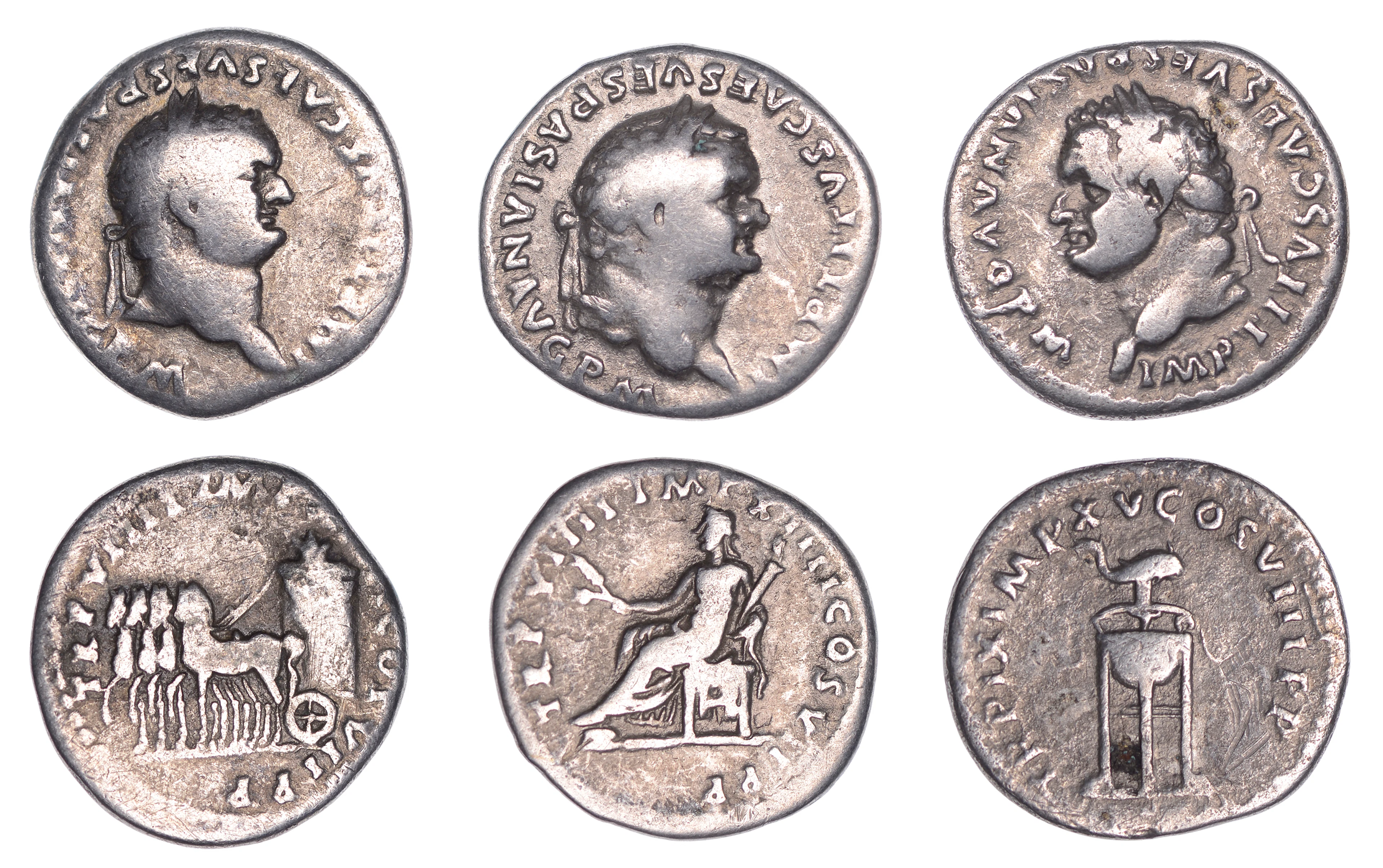 Titus (79-81), Denarii (3), 79, laureate head right, rev. Ceres seated