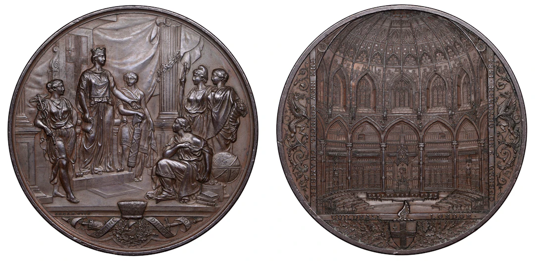 Opening of the New Council Chamber at the Guildhall, 1884, a bronze