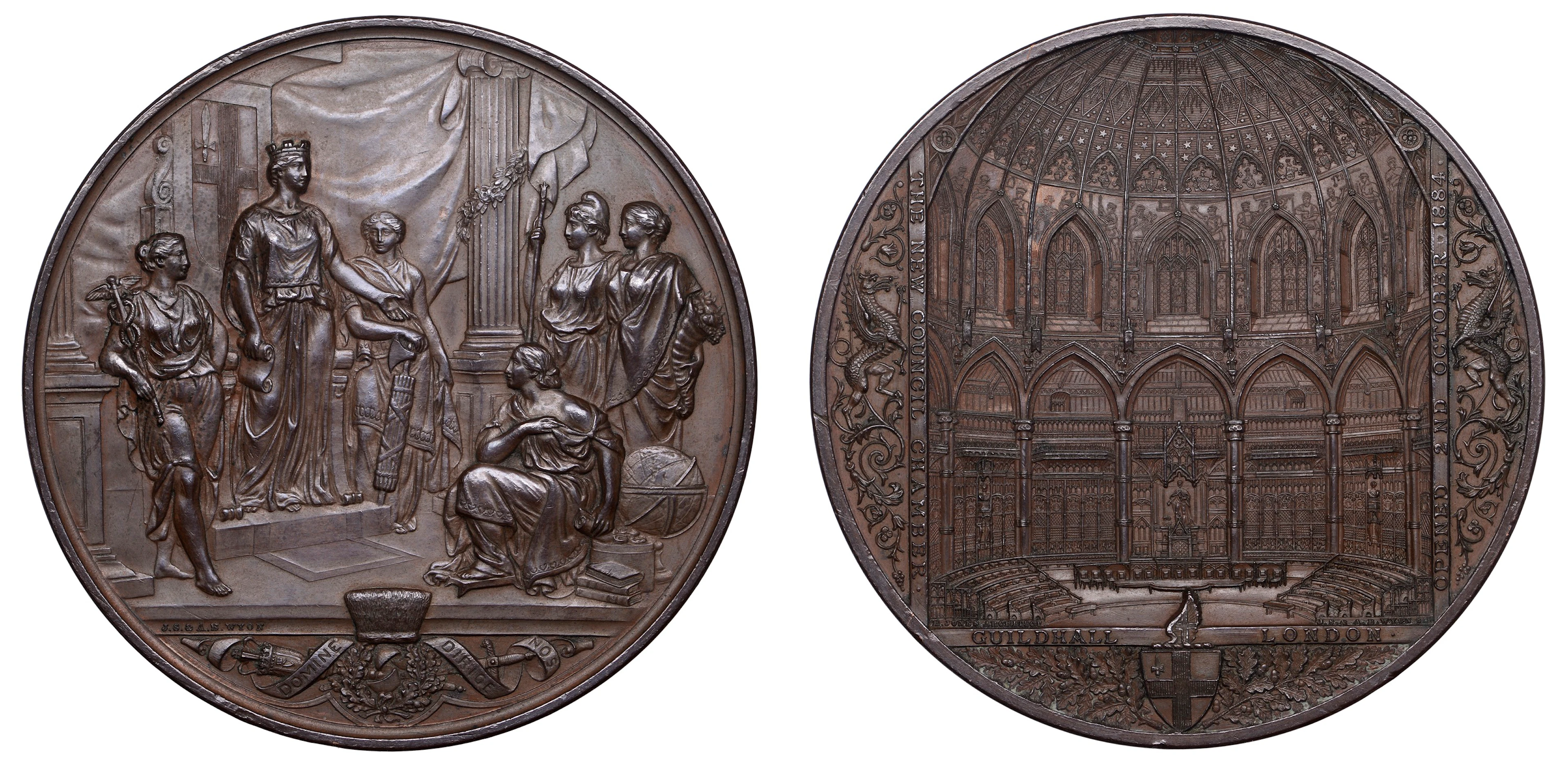Opening of the New Council Chamber at the Guildhall, 1884, a bronze