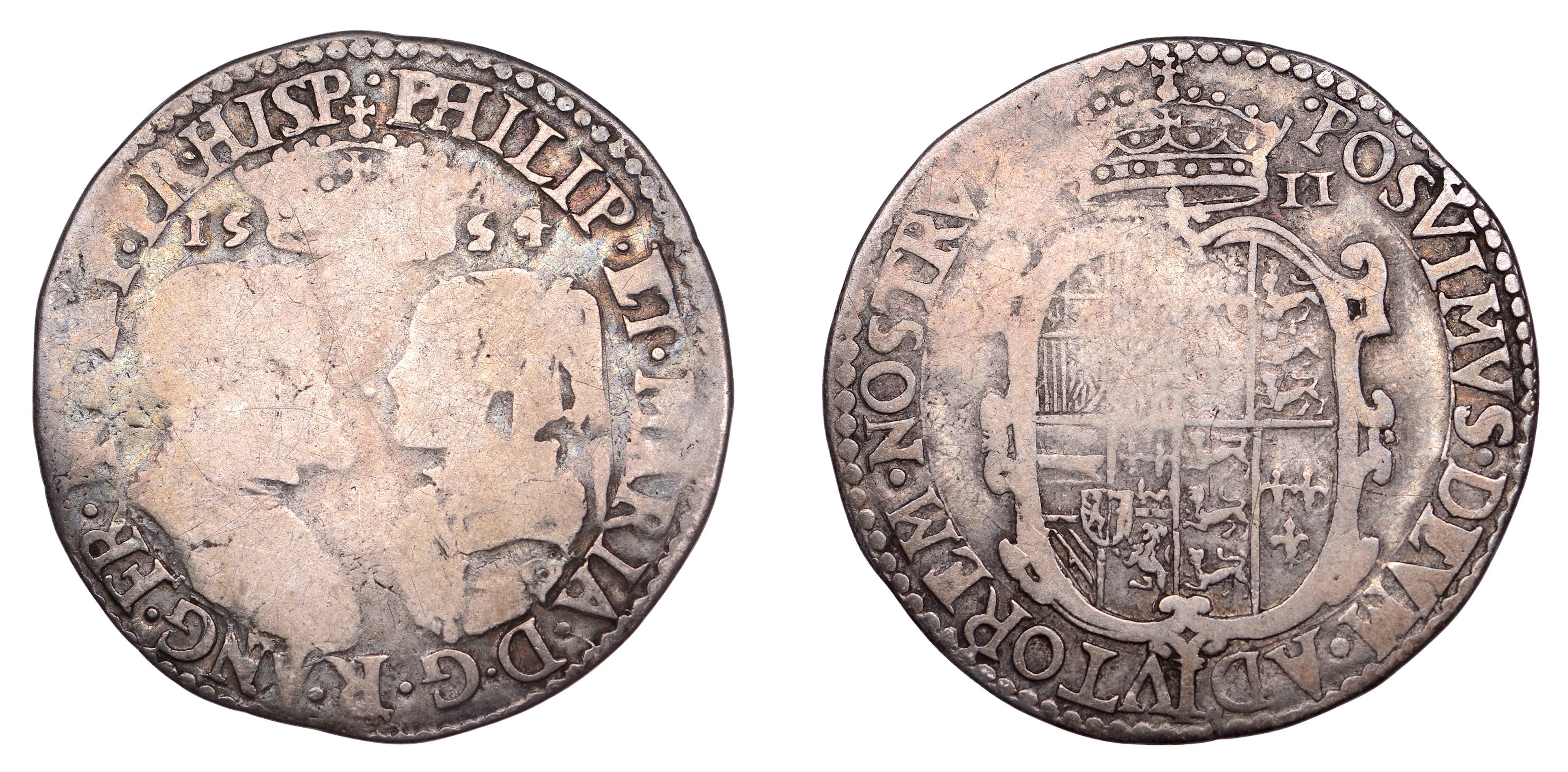 Philip and Mary (1554-1558), Shilling, 1554, full titles, reads hisp