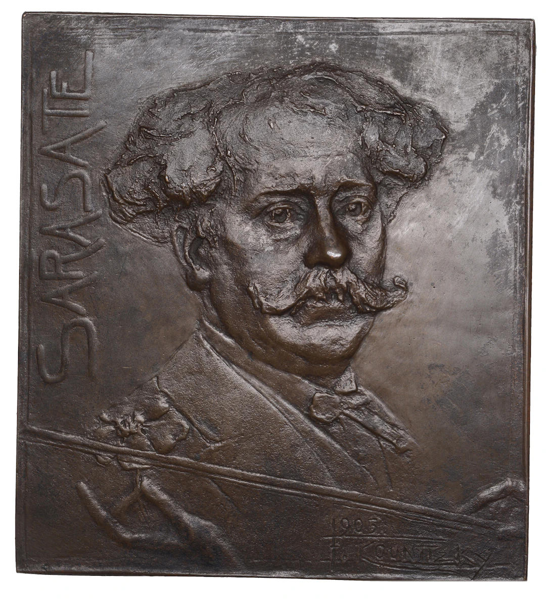 SPAIN, Pablo de Sarasate, 1905, a uniface cast bronze plaque by F.