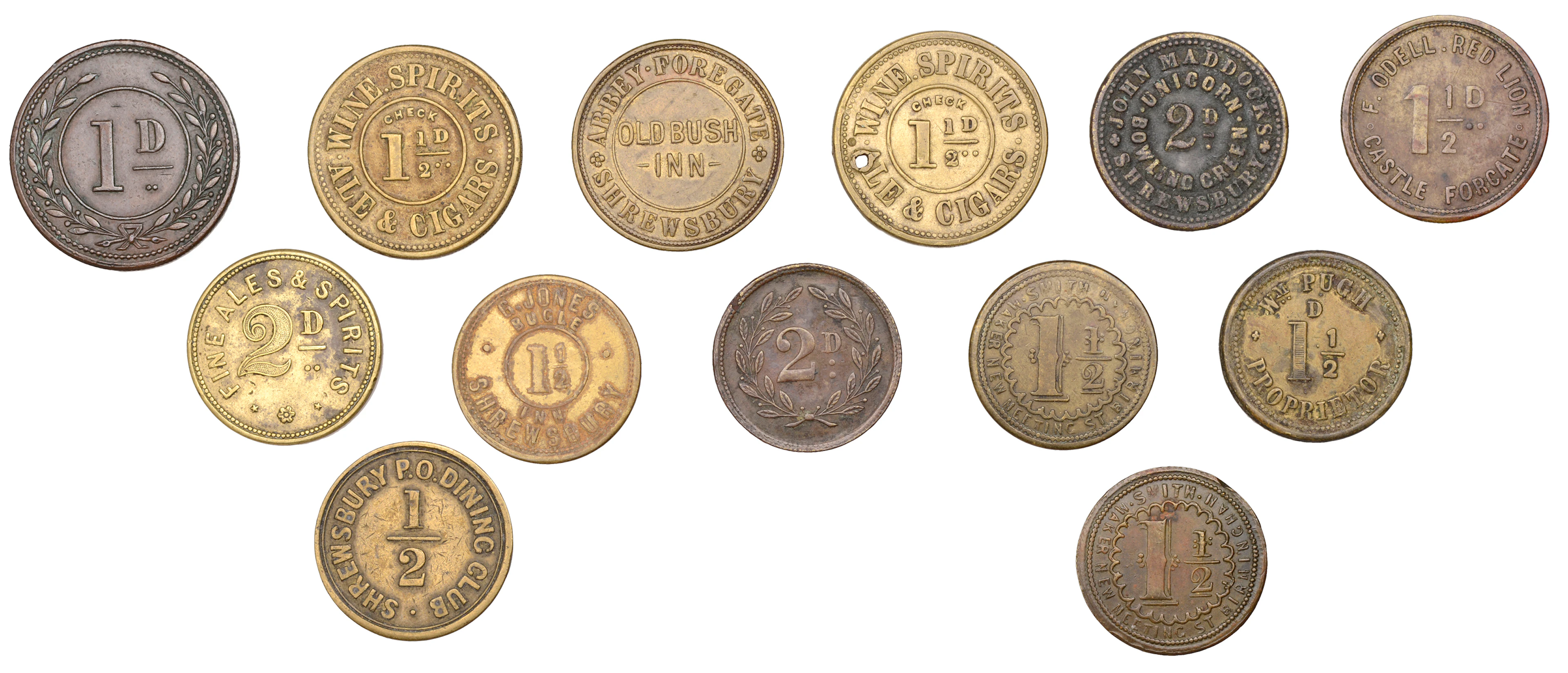 Miscellaneous Tokens and Checks, SHROPSHIRE, Shrewsbury, Barge Inn