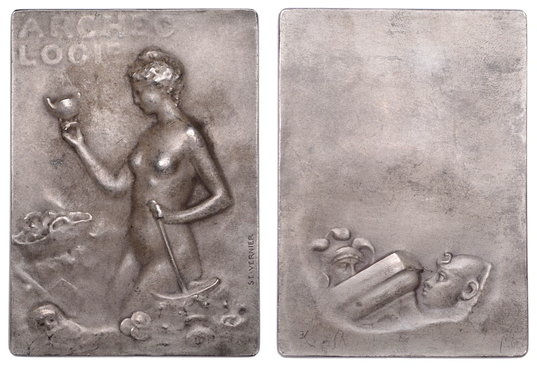FRANCE, Archéologie, 1902, an Art Nouveau silver plaque by S.-É. Vernier