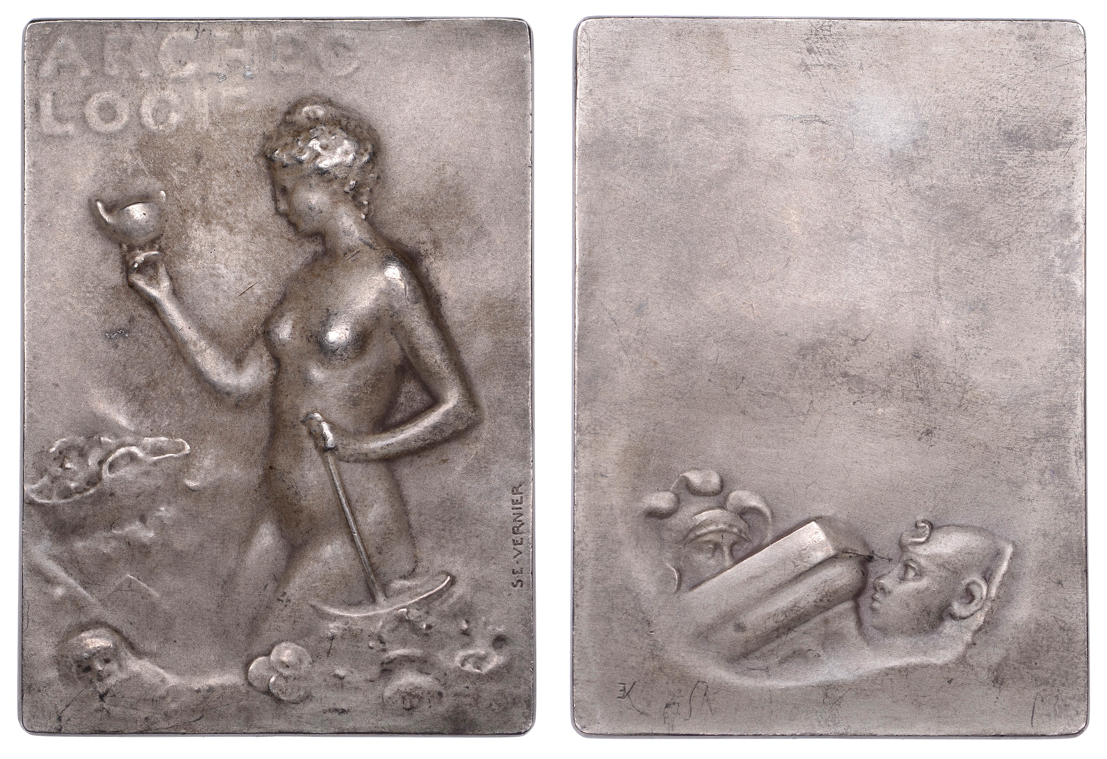 FRANCE, Archéologie, 1902, an Art Nouveau silver plaque by S.-É. Vernier