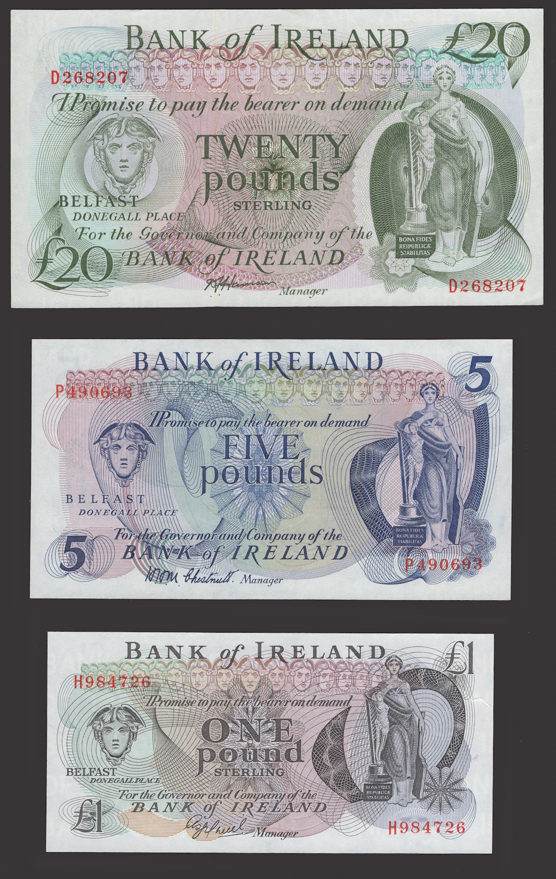 Bank of Ireland, £1, ND (1983), serial number H984726, O’Neill signature