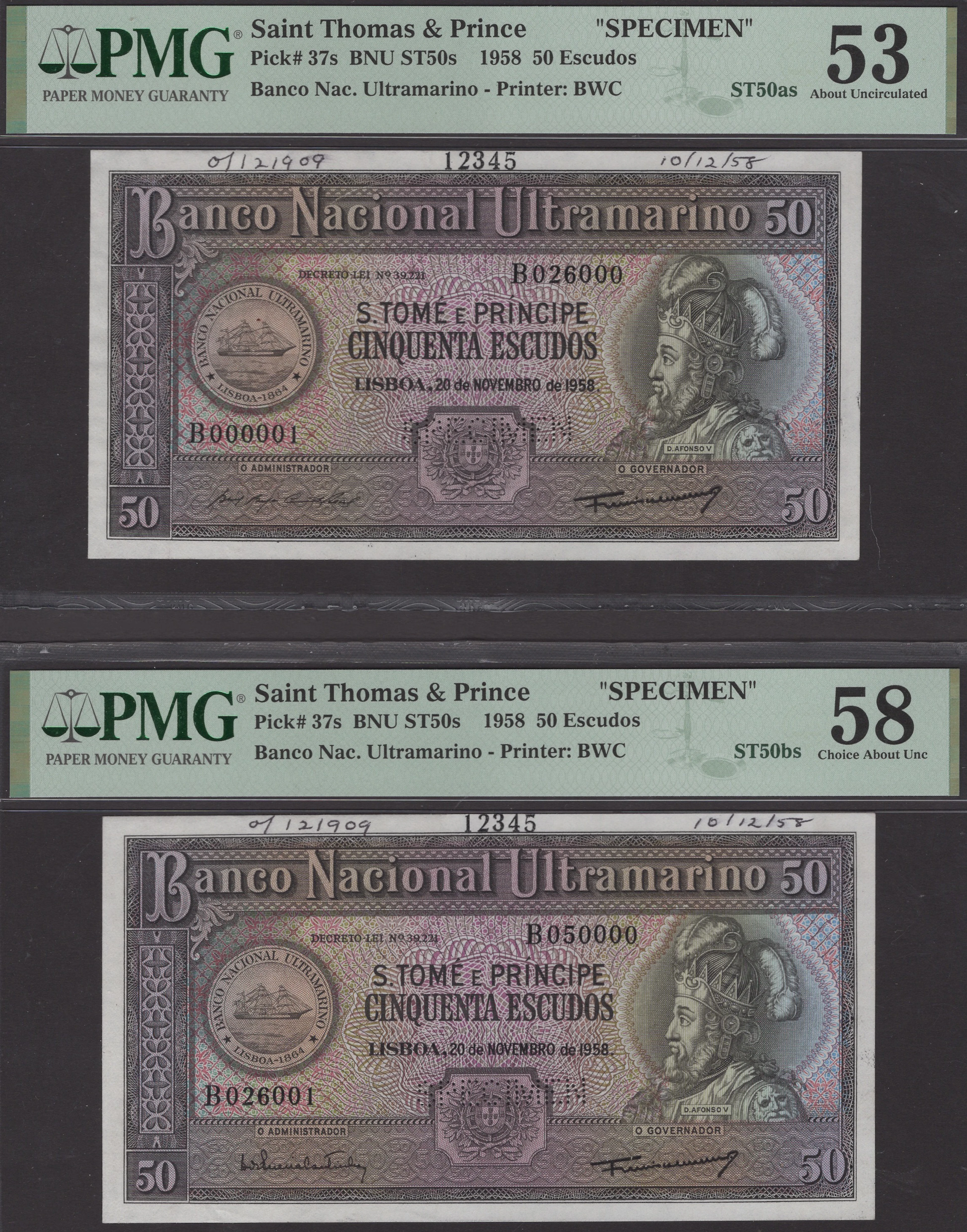 Banco Nacional Ultramarino, St Thomas & Prince, printers archival