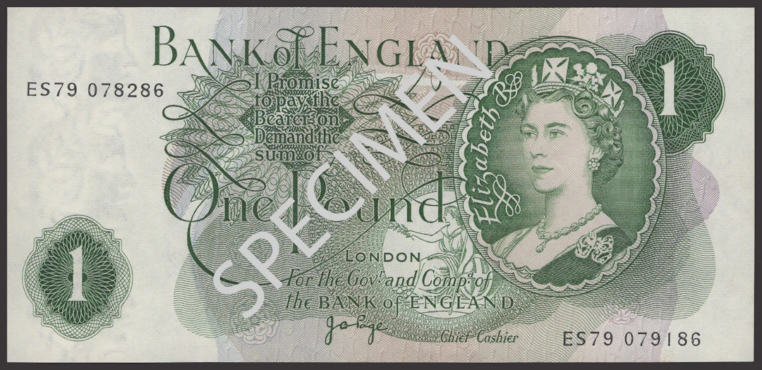 ERROR: Bank of England, John B. Page, £1, 1970, mismatched serial