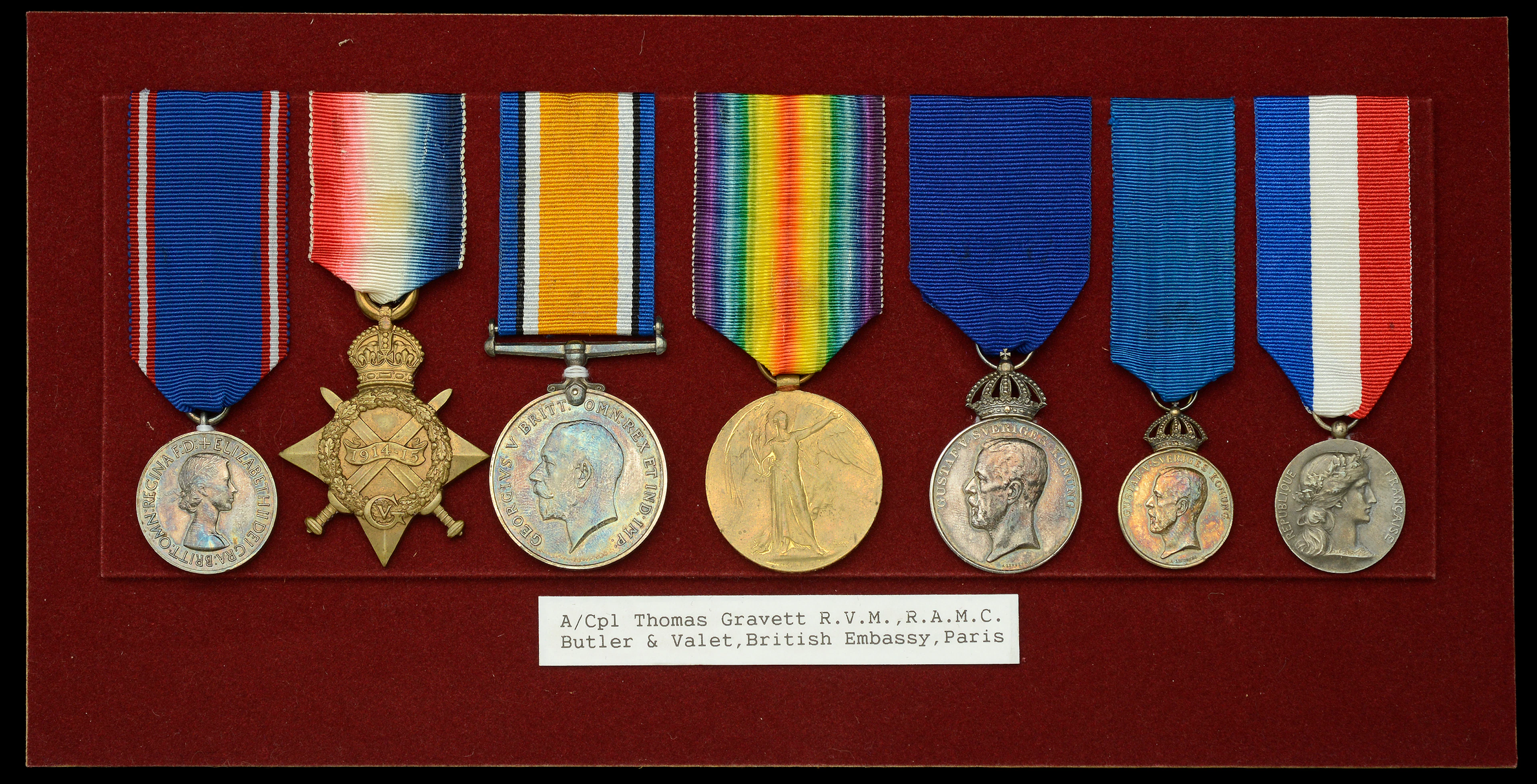 A Silver R.V.M. group of seven awarded to Acting Corporal Thomas Gravett