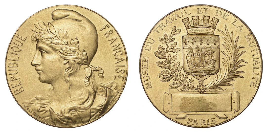FRANCE, Marianne, c. 1905, a silver-gilt award medal by B.-L. Hercule