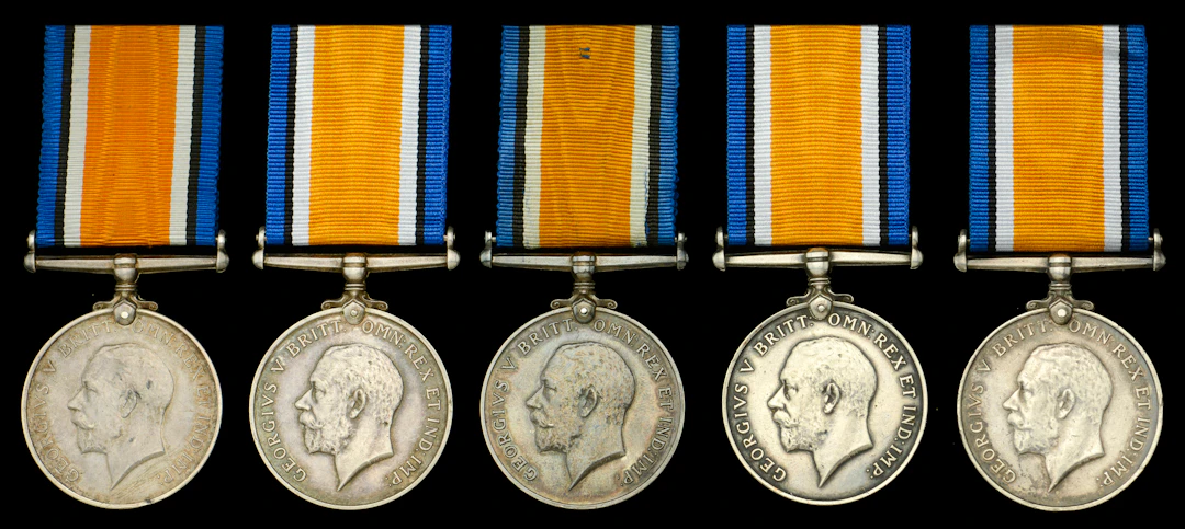 British War Medal 1914-20 (5) (10825 Pte. S. Brotherton. R.W. Fus.;